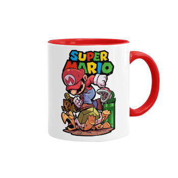 Super mario Jump, Κούπα χρωματιστή κόκκινη, κεραμική, 330ml