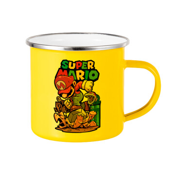 Super mario Jump, Κούπα Μεταλλική εμαγιέ Κίτρινη 360ml
