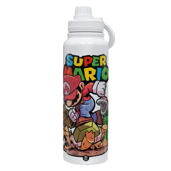 Super mario Jump, 1L Stainless Steel Thermal Bottle with Phone Holder & Double Wall Insulation