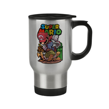 Super mario Jump, Stainless steel travel mug with lid, double wall 450ml