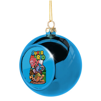 Super mario Jump, Χριστουγεννιάτικη μπάλα δένδρου Μπλε 8cm
