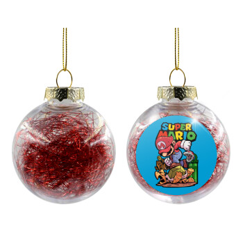 Super mario Jump, Χριστουγεννιάτικη μπάλα δένδρου διάφανη με κόκκινο γέμισμα 8cm