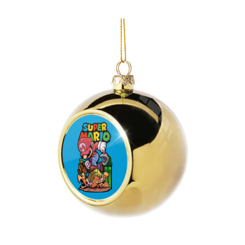 Super mario Jump, Χριστουγεννιάτικη μπάλα δένδρου Χρυσή 8cm