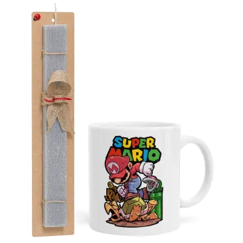 Super mario Jump, Easter Set, Ceramic Cup (330ml) & Easter aromatic flat candle (30cm) (GRAY)