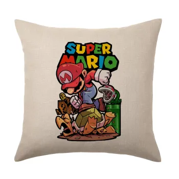 Super mario Jump, Μαξιλάρι καναπέ ΛΙΝΟ 40x40cm περιέχεται το  γέμισμα
