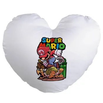 Super mario Jump, Μαξιλάρι καναπέ καρδιά 40x40cm περιέχεται το  γέμισμα