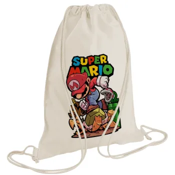 Super mario Jump, Τσάντα πλάτης πουγκί GYMBAG natural (28x40cm)
