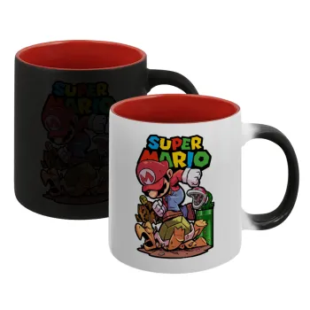 Super mario Jump, Κούπα Μαγική εσωτερικό κόκκινο, κεραμική, 330ml που αλλάζει χρώμα με το ζεστό ρόφημα