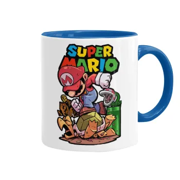 Super mario Jump, Mug colored blue, ceramic, 330ml