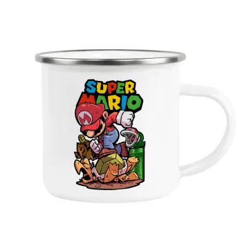 Super mario Jump, Metallic enamel cup white 360ml