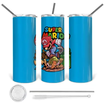 Super mario Jump, Tumbler stainless steel 600ml, with metal straw & cleaning brush