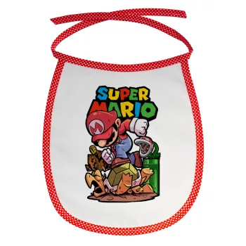 Super mario Jump, Σαλιάρα μωρού αλέκιαστη με κορδόνι Κόκκινη