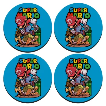 Super mario Jump, SET of 4 round wooden coasters (9cm)