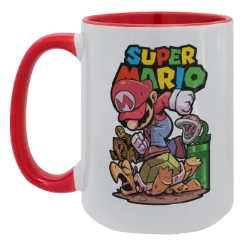 Super mario Jump, Κούπα Mega 15oz, κεραμική Κόκκινη, 450ml