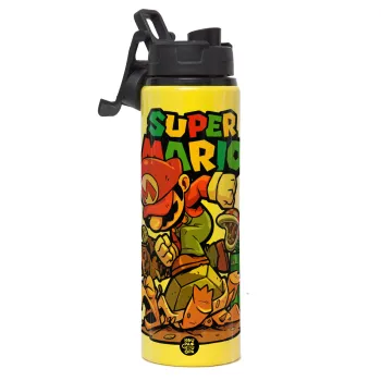 Super mario Jump, Metallic water bottle with safety lid, 850ml aluminum
