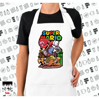 Super mario Jump, Ποδιά μακριά Σεφ ολόσωμη με τσέπες white (ΕΝΗΛΙΚΩΝ)