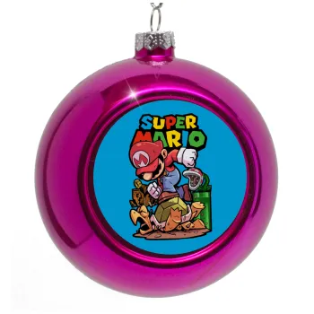 Super mario Jump, Purple Christmas tree ornament bauble 8cm