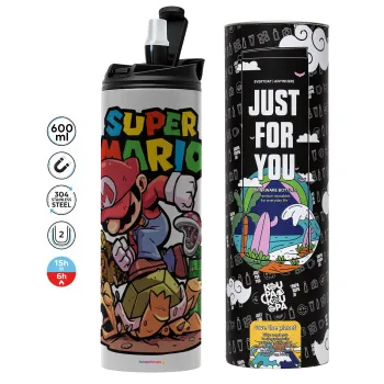 Super mario Jump, Tumbler stainless steel GREY 600ml