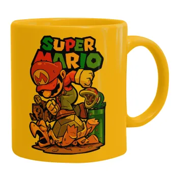 Super mario Jump, Κούπα, κεραμική κίτρινη, 330ml