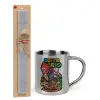 Easter Set, metallic thermal cup (300ml) & Easter aromatic flat candle (30cm) (GRAY)