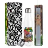 Easter candle, metallic white thermos bottle (500ml) & aromatic flat candle (30cm) (GRAY)