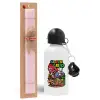 Easter Set, metallic aluminum bottle (500ml) & aromatic flat Easter candle (30cm) (PINK)