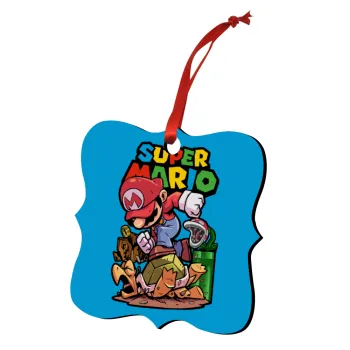 Super mario Jump, Στολίδι Χριστουγεννιάτικο στολίδι polygon ξύλινο 7.5cm