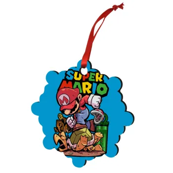 Super mario Jump, Christmas ornament snowflake wooden 7.5cm