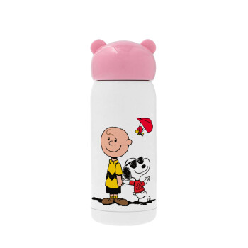 Snoopy & Joe, Ροζ ανοξείδωτο παγούρι θερμό (Stainless steel), 320ml