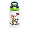 Snoopy & Joe, Παιδικό παγούρι θερμό, ανοξείδωτο, με καλαμάκι ασφαλείας, πράσινο/μπλε (350ml)