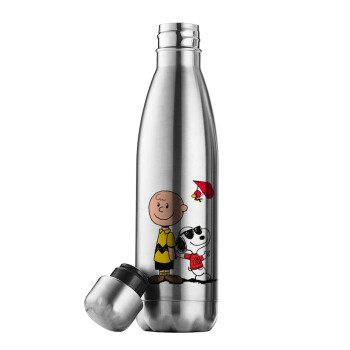 Snoopy & Joe, Μεταλλικό παγούρι θερμός Inox (Stainless steel), διπλού τοιχώματος, 500ml