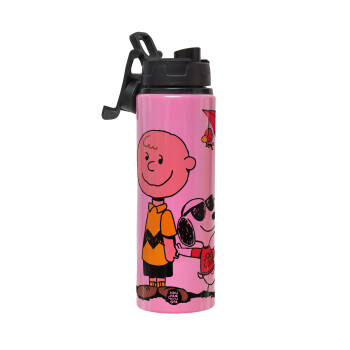 Snoopy & Joe, Metallic water bottle with safety lid, 850ml aluminum
