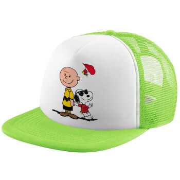 Snoopy & Joe, Καπέλο παιδικό Soft Trucker με Δίχτυ ΠΡΑΣΙΝΟ/ΛΕΥΚΟ (POLYESTER, ΠΑΙΔΙΚΟ, ONE SIZE)