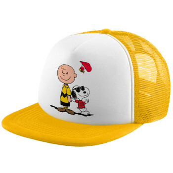 Snoopy & Joe, Καπέλο Soft Trucker με Δίχτυ Κίτρινο/White 