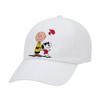 Snoopy & Joe, Καπέλο ενηλίκων Jockey Λευκό (snapback, 5-φύλλο, unisex)