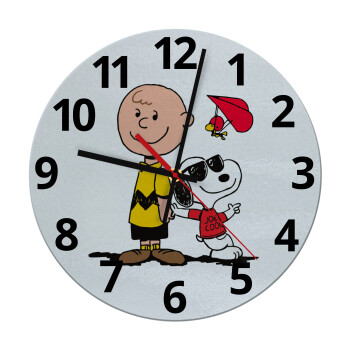 Snoopy & Joe, Ρολόι τοίχου γυάλινο (30cm)