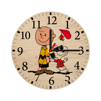 Snoopy & Joe, Ρολόι τοίχου ξύλινο plywood (20cm)