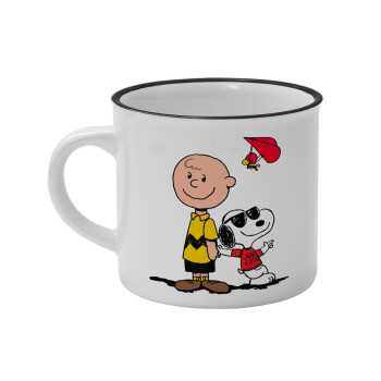 Snoopy & Joe, Κούπα κεραμική vintage Λευκή/Μαύρη 230ml