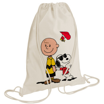 Snoopy & Joe, Τσάντα πλάτης πουγκί GYMBAG natural (28x40cm)