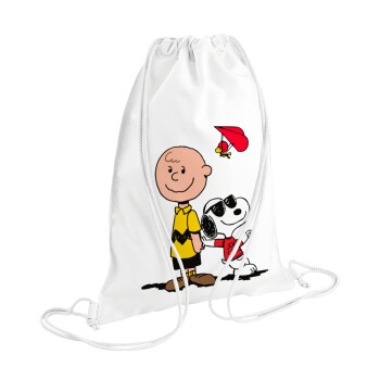 Snoopy & Joe, Τσάντα πλάτης πουγκί GYMBAG λευκή (28x40cm)