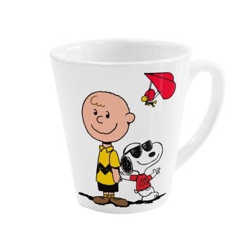 Snoopy & Joe, Κούπα κωνική Latte Λευκή, κεραμική, 300ml