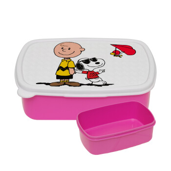 Snoopy & Joe, ΡΟΖ παιδικό δοχείο φαγητού (lunchbox) πλαστικό (BPA-FREE) Lunch Βox M18 x Π13 x Υ6cm