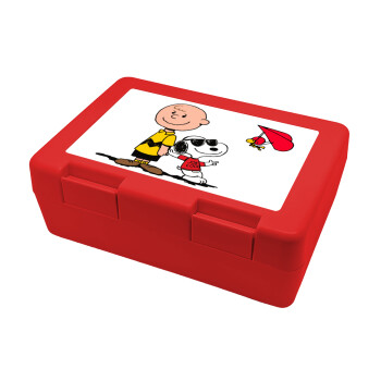 Snoopy & Joe, Παιδικό δοχείο κολατσιού ΚΟΚΚΙΝΟ 185x128x65mm (BPA free πλαστικό)