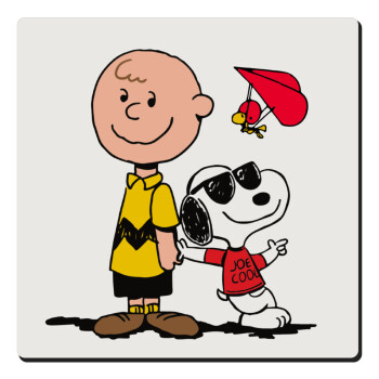 Snoopy & Joe, Τετράγωνο μαγνητάκι ξύλινο 6x6cm