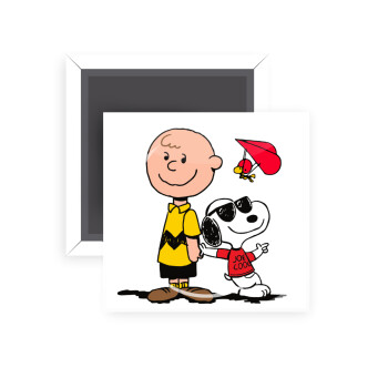 Snoopy & Joe, Μαγνητάκι ψυγείου τετράγωνο διάστασης 5x5cm