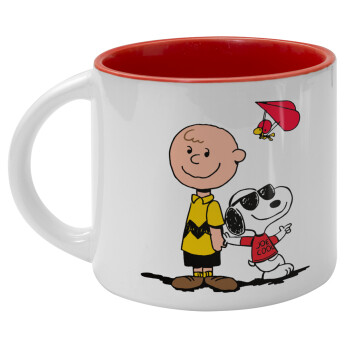 Snoopy & Joe, Κούπα κεραμική 400ml Λευκή/Κόκκινη