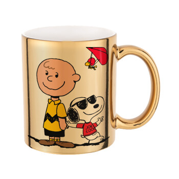 Snoopy & Joe, Mug ceramic, gold mirror, 330ml