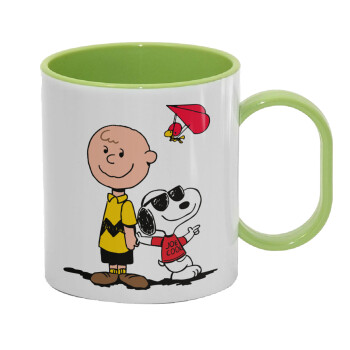 Snoopy & Joe, Κούπα (πλαστική) (BPA-FREE) Polymer Πράσινη για παιδιά, 330ml