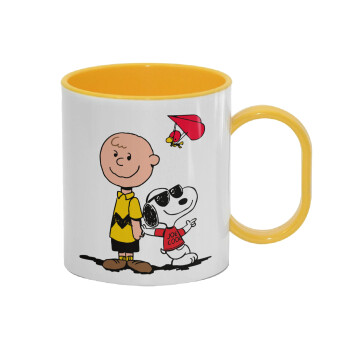 Snoopy & Joe, Κούπα (πλαστική) (BPA-FREE) Polymer Κίτρινη για παιδιά, 330ml