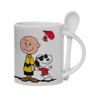 Snoopy & Joe, Κούπα, κεραμική με κουταλάκι, 330ml (1 τεμάχιο)